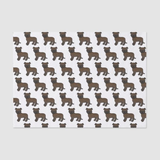 Papier Mousseline Brindle Anglais Staffie Cute Cartoon Chien Motif (Recto)