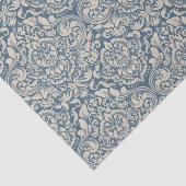 Papier Mousseline Brocade baroque bleu Damas sur Découpage blanc (Détail)