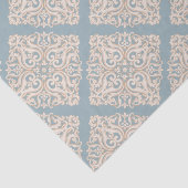 Papier Mousseline Brocade baroque Damask sur Découpage bleu poudre (Détail)