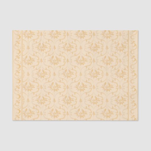 Papier Mousseline Brocade couleur beige Damas fleurit sur découpage  (Recto)