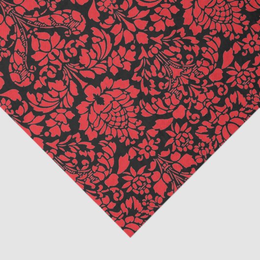 Papier Mousseline Brocade de Noël rouge foncé (Détail)