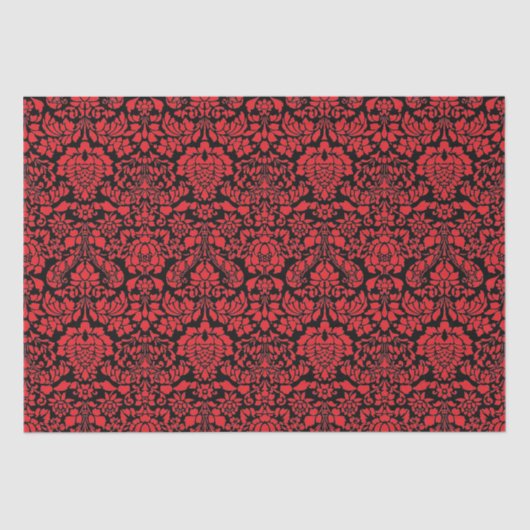 Papier Mousseline Brocade de Noël rouge foncé (Recto)