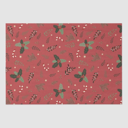 Papier Mousseline Broche de pin de Noël Holly Berry Mistletoe (Recto)