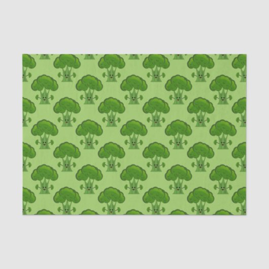 Papier Mousseline Brocoli vert heureux (Recto)