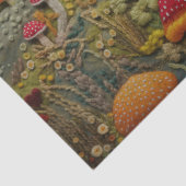 Papier Mousseline Broderie de champignons orange et rouge (Détail)