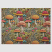 Papier Mousseline Broderie de champignons orange et rouge (Recto)