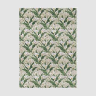 Papier Mousseline Broderie de motif floral de calla blanc