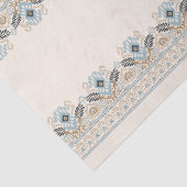 Papier Mousseline Broderie en damas Ikat Boho bleu clair Découpage (Détail)