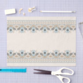 Papier Mousseline Broderie en damas Ikat Boho bleu clair Découpage (Artisanat)