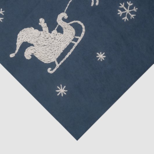 Papier Mousseline Broderie Nuit de Noël Sky Père Noël Sleigh (Détail)