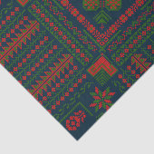 Papier Mousseline Broderie palestinienne Tatreez rouge vert 5 Motif (Détail)