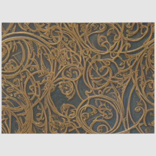 Papier Mousseline Bronze Rustique Floral Ornate Damask