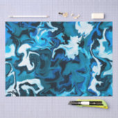 Papier Mousseline Brosse bleue en marbre fait main (Artisanat)