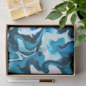 Papier Mousseline Brosse bleue en marbre fait main (Cadeau)