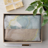 Papier Mousseline Brown & Aqua Ink Motif Gold Inlay (Cadeau)
