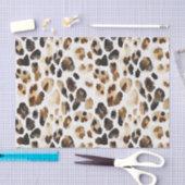 Papier Mousseline Brown Crème léopard animal (Artisanat)