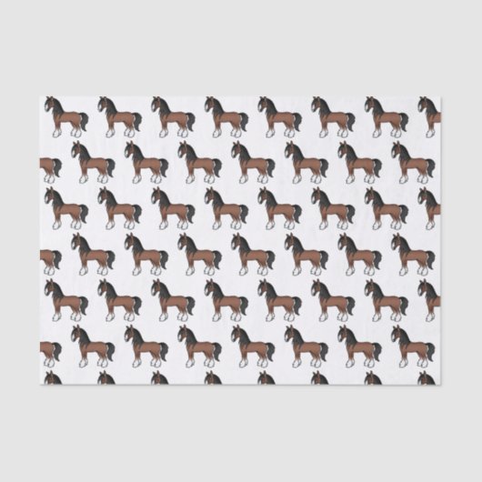 Papier Mousseline Brown Gypsy Vanner Clydesdale Shire Horse Motif (Recto)
