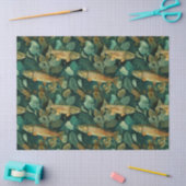 Papier Mousseline Brown Trout Green Watercolor Fish Nature Decoupage (Artisanat)