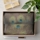 Papier Mousseline Brun et plume de paon d'or (Cadeau)