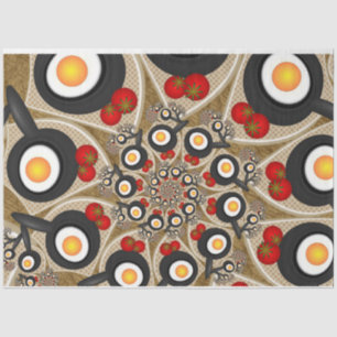Papier Mousseline Brunch Fractal Art Drôle Nourriture, Tomates, Oeuf