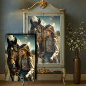 Papier Mousseline Brunette Girl Cheval Brown Rustique Pays Découpage