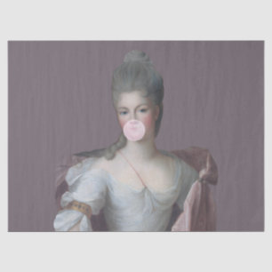 Papier Mousseline Buble chewing-gum Diva soufflant une bulle rose ch