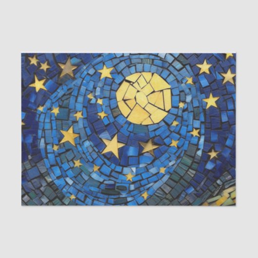 Papier Mousseline Bue Night Stars Mosaïque Découpage (Recto)