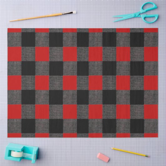 Papier Mousseline Buffalo Check Black and Red (Artisanat)