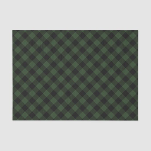 Papier Mousseline Buffalo Check Celtic Green and Black Carrés Plaid (Recto)