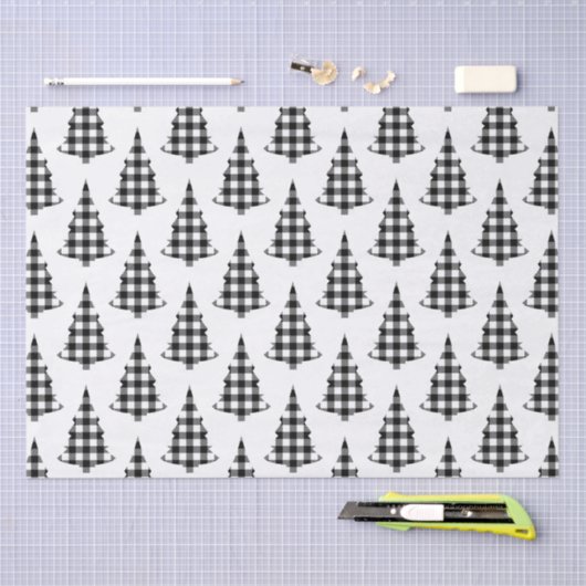 Papier Mousseline Buffalo Check Pine Trees rustiques (Artisanat)