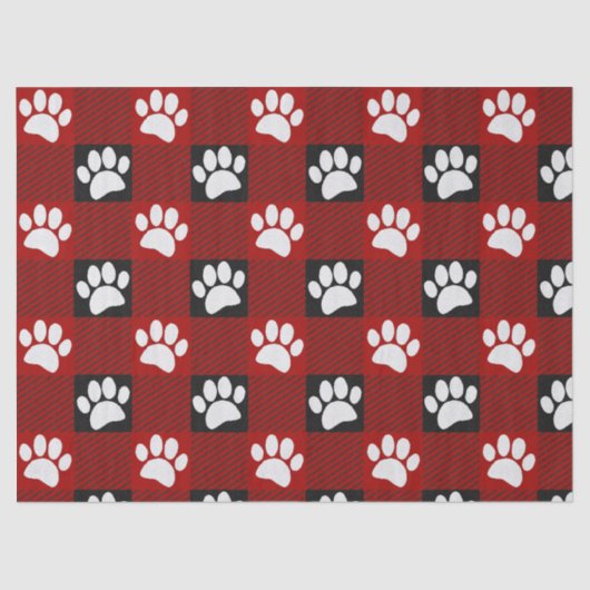 Papier Mousseline Buffalo Empreinte de patte de chien plaqué en noir (Recto)