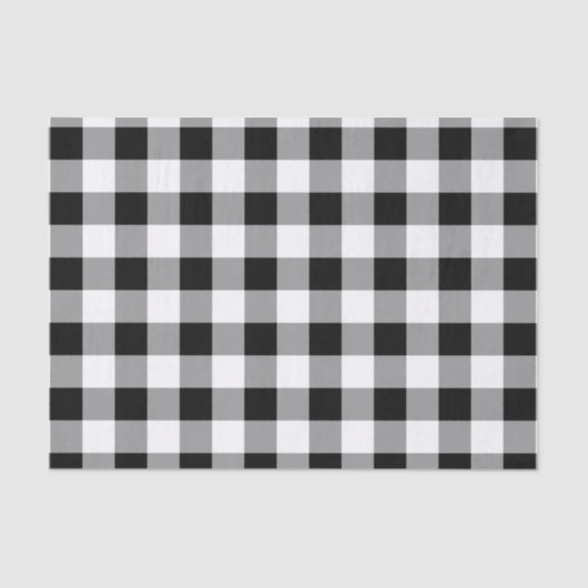 Papier Mousseline Buffalo noir et blanc Plaid Motif rustique (Recto)