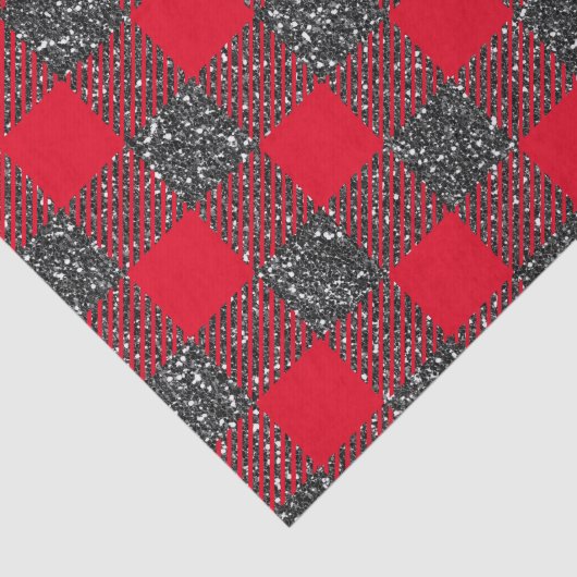 Papier Mousseline Buffalo Plaid Parties scintillant noire (Détail)