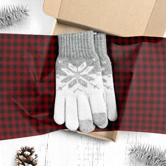 Papier Mousseline Buffalo Plaid Red et Black Christmas