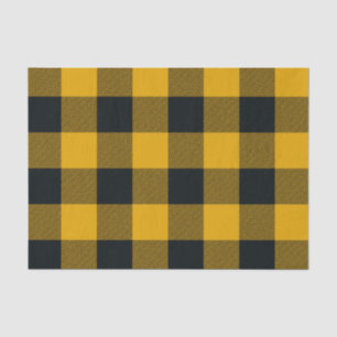 Papier Mousseline Buffle jaune et noir À damiers Plaid Rustique