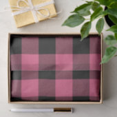 Papier Mousseline Buffle rose et noir À damiers Plaid Rustique (Cadeau)