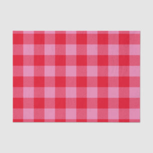 Papier Mousseline Buffle rouge vif et rose plaid