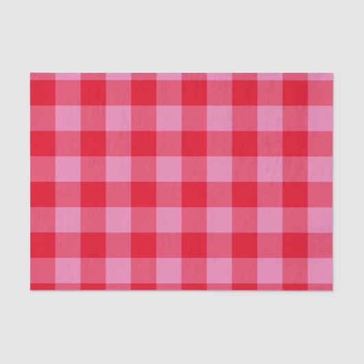 Papier Mousseline Buffle rouge vif et rose plaid (Recto)