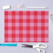 Papier Mousseline Buffle rouge vif et rose plaid (Artisanat)