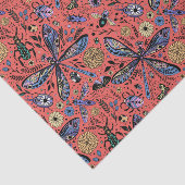 Papier Mousseline Bugs de Doodle sur corail rouge (Détail)