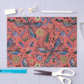 Papier Mousseline Bugs de Doodle sur corail rouge (Artisanat)