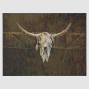 Papier Mousseline Bull Skull Western Country Brown Old Russe Grunge