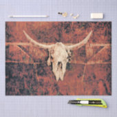 Papier Mousseline Bull Skull Western Pays Brown Black Rustic Art (Artisanat)