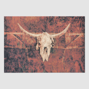 Papier Mousseline Bull Skull Western Pays Brown Black Rustic Art