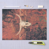 Papier Mousseline Bull Skull Western Pays Brown Black Rustic Art (Artisanat)