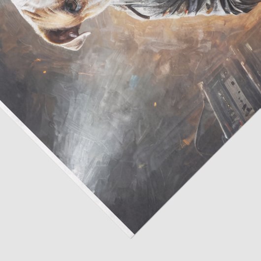 Papier Mousseline Bulldog Rockstar - Vert. - Découpage - (Détail)