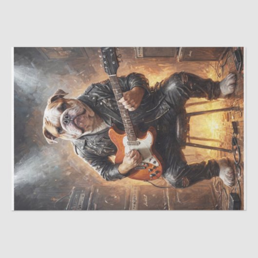 Papier Mousseline Bulldog Rockstar - Vert. - Découpage - (Recto)