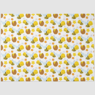 Papier Mousseline Bumble Bee and Flowers Motif