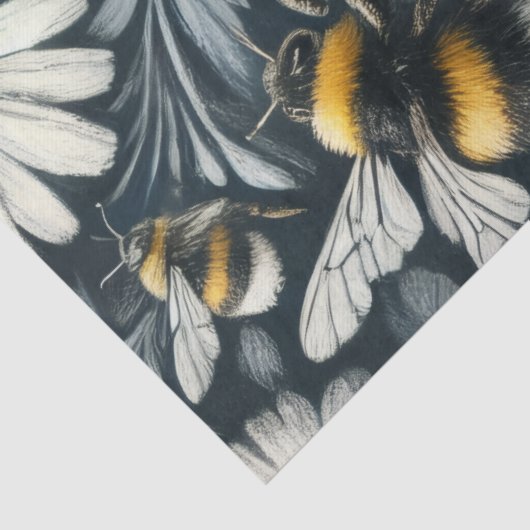 Papier Mousseline Bumble Bees & Daisy Floral Decoupage (Détail)