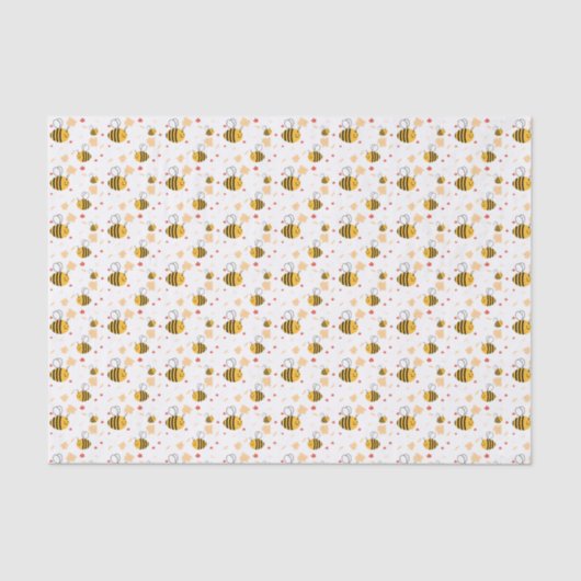 Papier Mousseline Bumblebee mignonne et fleurs (Recto)